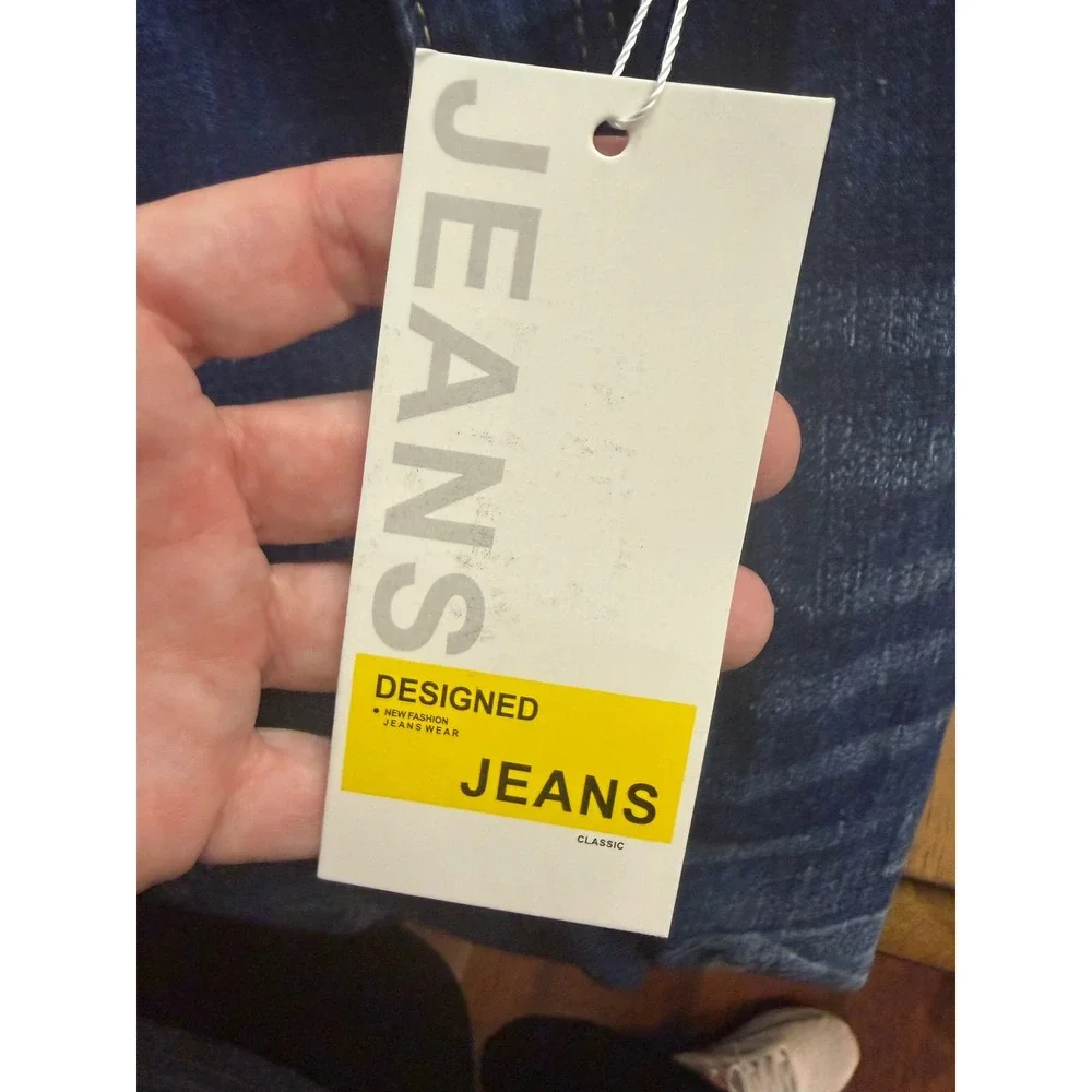 Fashion Jeans Slim Straight Distressed Denim Mens 30 Dark Wash New